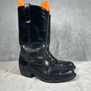 Double H Black Leather Roper Boots West #1620 Men's Sz 8.5 EE